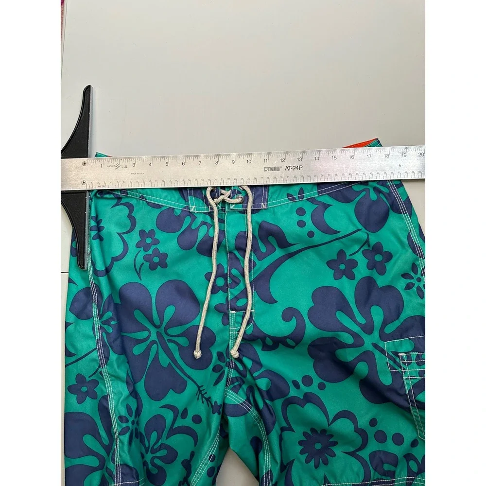 J. Crew Men's Teal Navy Blue Tropical Floral Swim Trunks Board Shorts Size 36